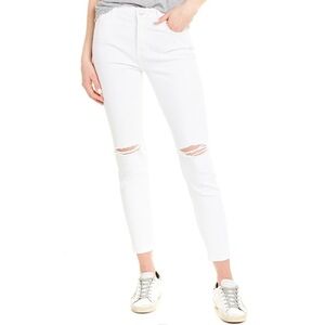 NWT CURRENT/ELLIOTT High Rise Stiletto Destroyed White Jeans Two Years Wash